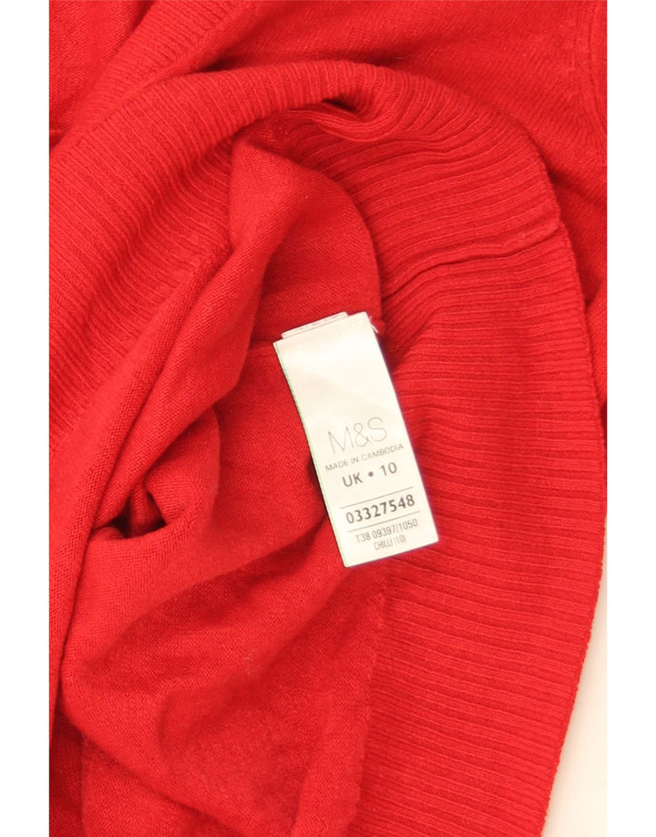 Marks & Spencer Damen-Pullover mit V-Ausschnitt, Gr. 10, Größe S, Rot, Acryl