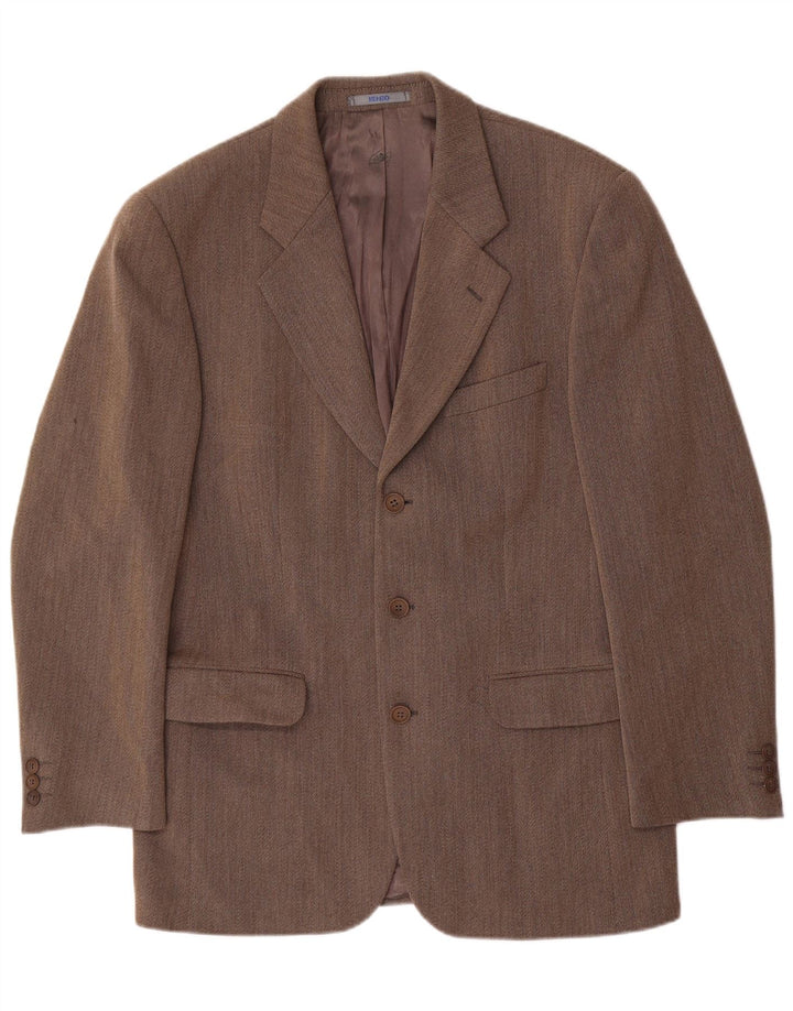 Kenzo Herren-Blazer mit 3 Knöpfen, IT 50, große braune Wolle