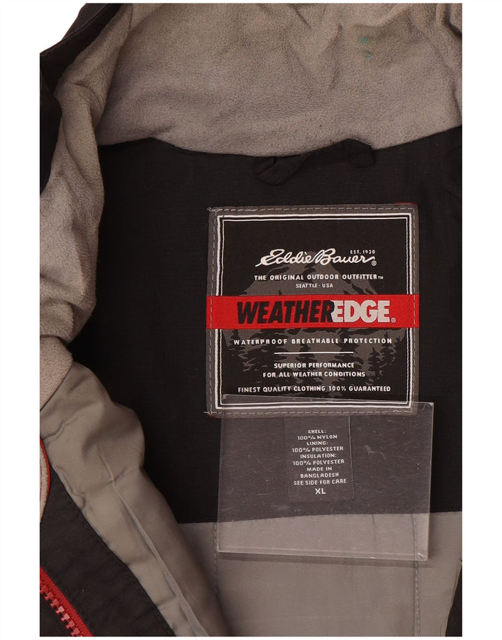 EDDIE BAUER Herren-Windbreaker-Jacke, UK 42, XL, rotes Colourblock-Nylon