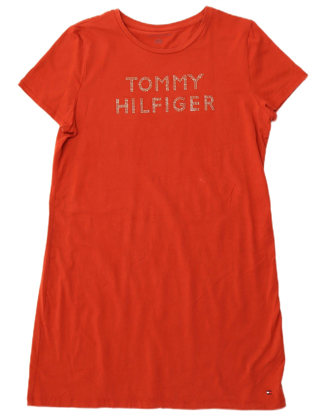 TOMMY HILFIGER Damen Grafik-T-Shirt-Kleid UK 18 XL Orange Baumwolle