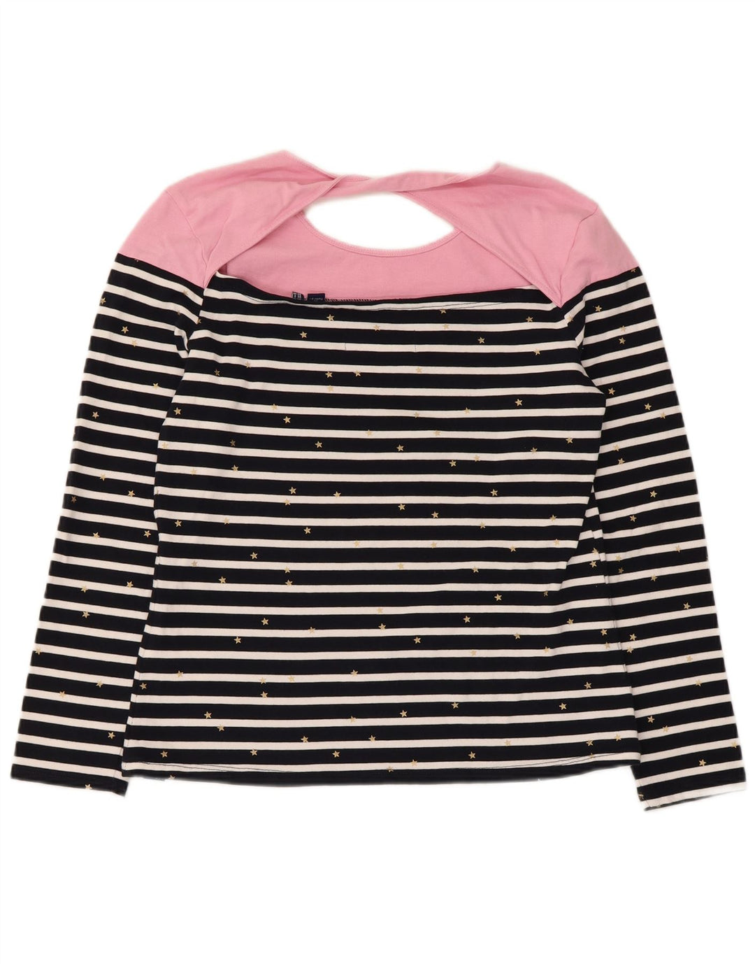 Superdry Damen Top Langarm UK 12 Mittel Marineblau gestreift Baumwolle