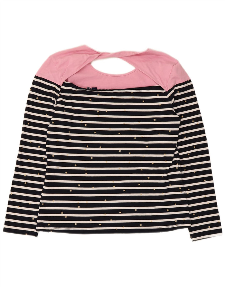 Superdry Damen Top Langarm UK 12 Mittel Marineblau gestreift Baumwolle