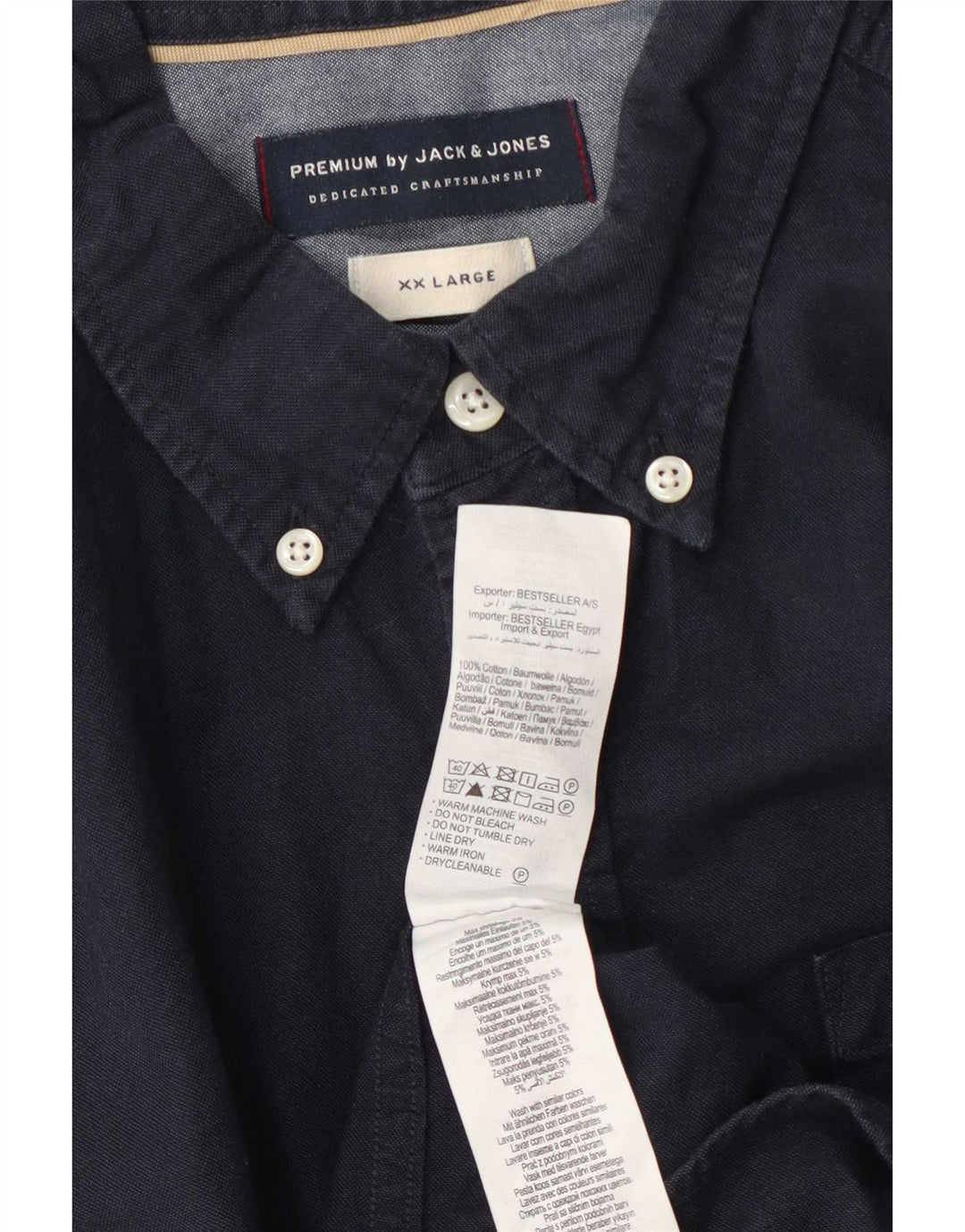 Jack & Jones Herrenhemd 2XL Marineblau aus Baumwolle