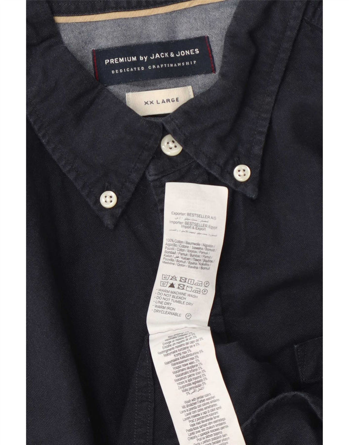 Jack & Jones Herrenhemd 2XL Marineblau aus Baumwolle