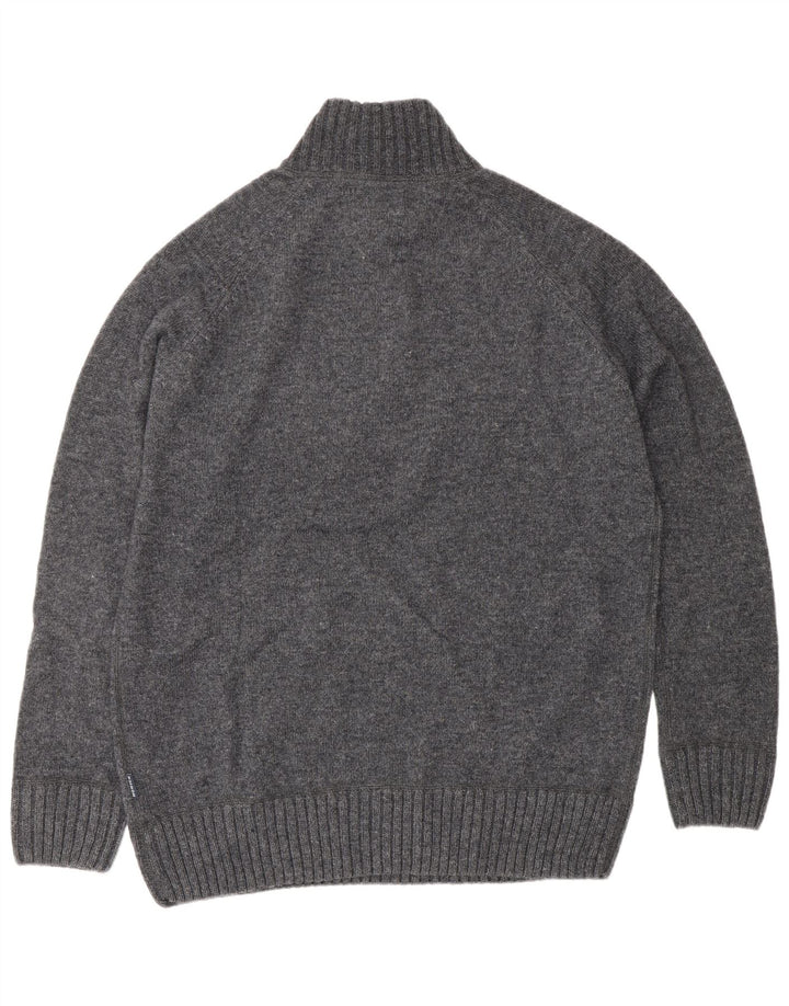 Howick Herren-Pullover mit Reißverschluss am Hals, große graue Wolle