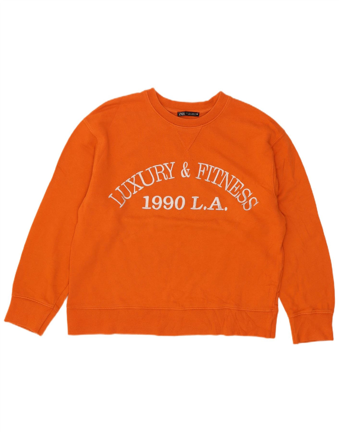 Zara Damen-Sweatshirt mit Grafik-Übergröße, Gr. 10, Größe S, Orange, Baumwolle
