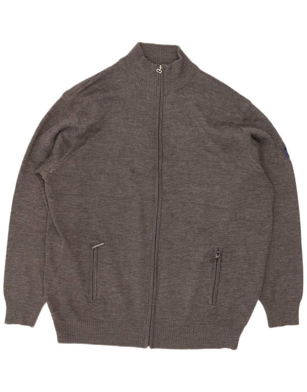 Vintage Herren Cardigan Pullover 5XL Grau Merinowolle