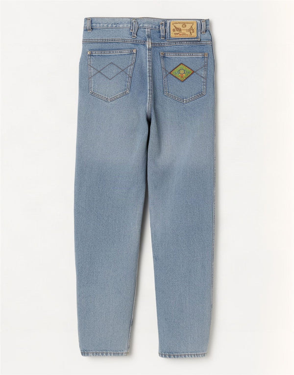 Vintage Damen High Waist Tapered Jeans IT 48 XL W32 L29 Blaue Baumwolle