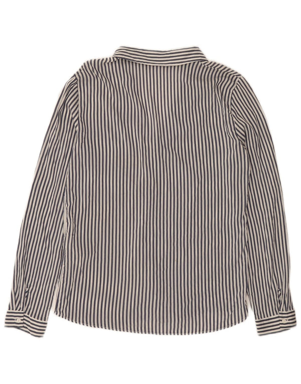 Zara Damen Loose Fit Hemd UK 6 XS Blau gestreifte Viskose
