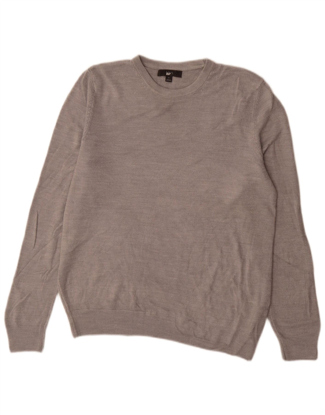 Marks & Spencer Herren-Pullover mit Rundhalsausschnitt, mittelgraues Acryl