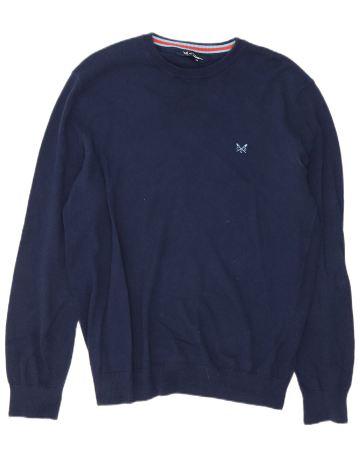 Crew Clothing Herren-Pullover mit Rundhalsausschnitt, mittlere Marineblau-Baumwolle