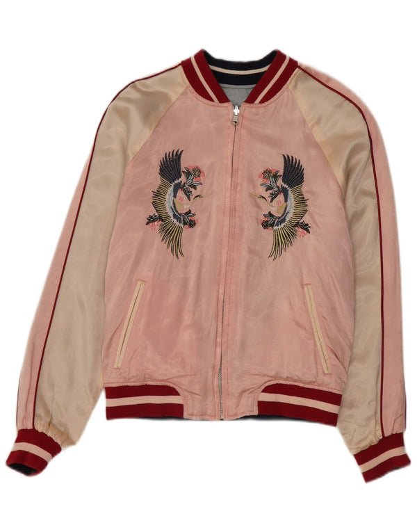 Topshop Damen Okinawa Graphic Bomberjacke UK 8 Small Pink Floral