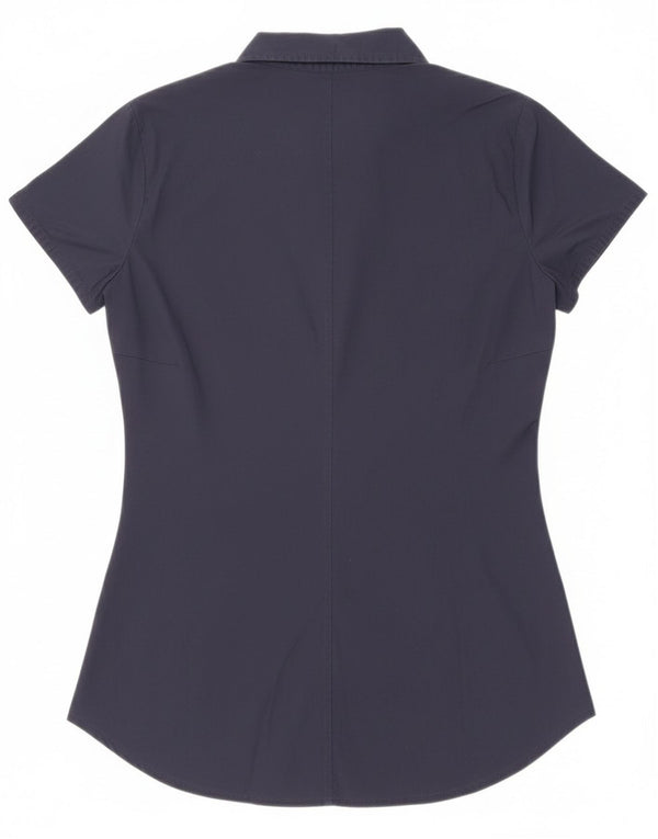 Guess Damen Kurzarmhemd UK 8 Small Marineblau Baumwolle