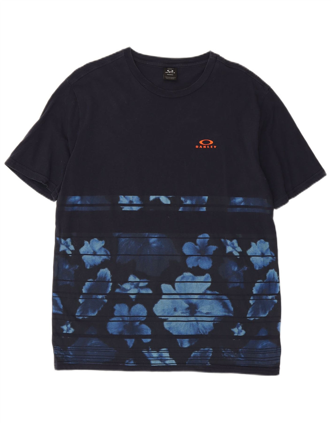 Oakley Herren-T-Shirt mit normaler Passform, mittleres Marineblau mit Blumenmuster
