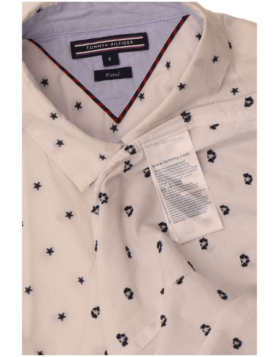 Tommy Hilfiger Damenhemd US 8 Mittelweiß gepunktete Baumwolle