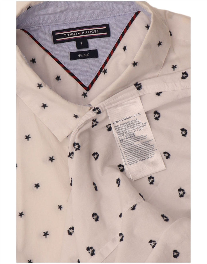 Tommy Hilfiger Damenhemd US 8 Mittelweiß gepunktete Baumwolle