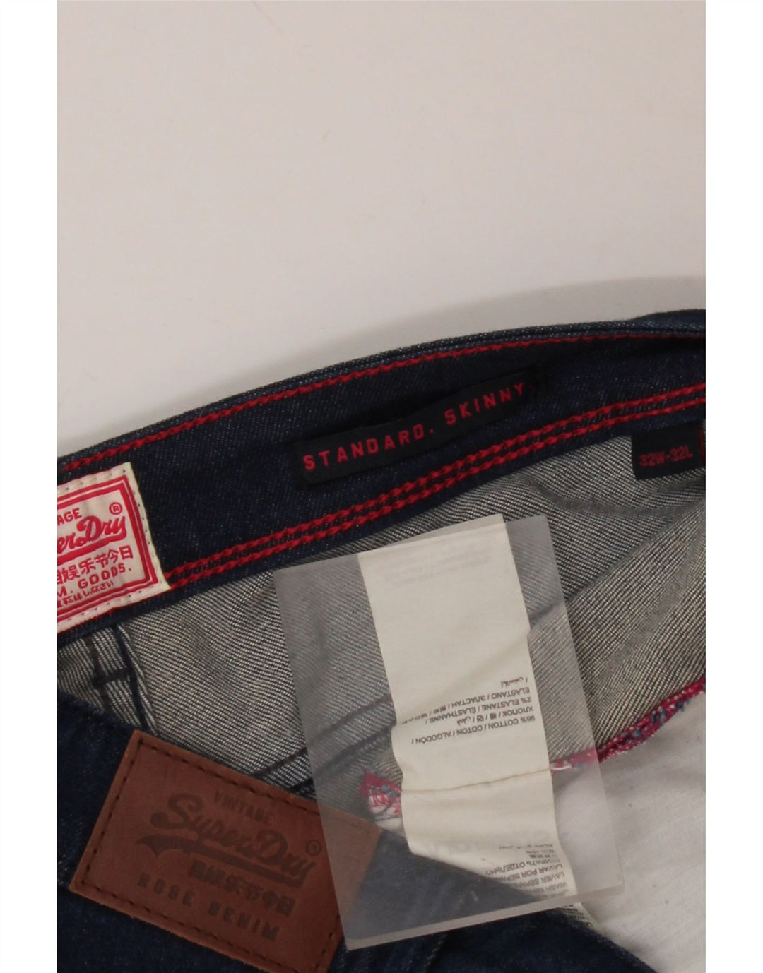 SUPERDRY Damen-Röhrenjeans mit Standard-Passform, W32, L28, blaue Baumwolle