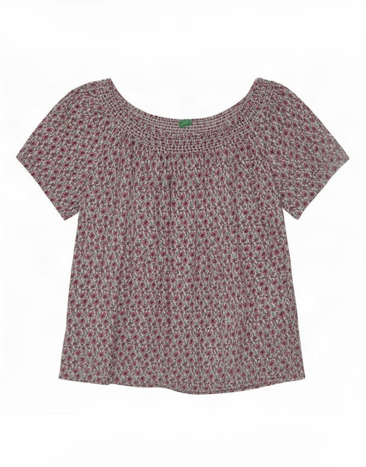 Benetton Damen-Blusenoberteil, UK-Größe 46, groß, mehrfarbig, mit Blumenmuster
