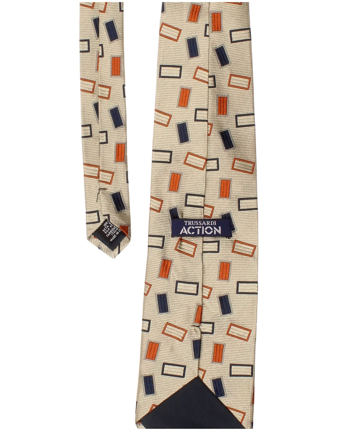 Trussardi Herren-Krawatte, Einheitsgröße, beige, geometrische Seide, klassisch