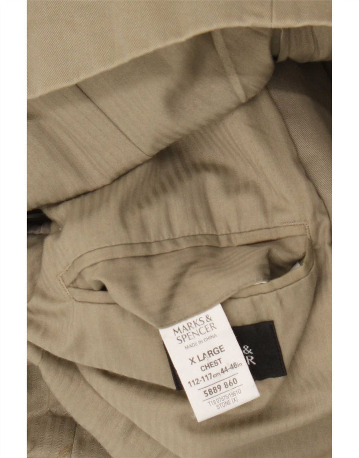 Marks & Spencer Herren-Blazer mit 3 Knöpfen, UK 44, XL, Khaki, Baumwolle