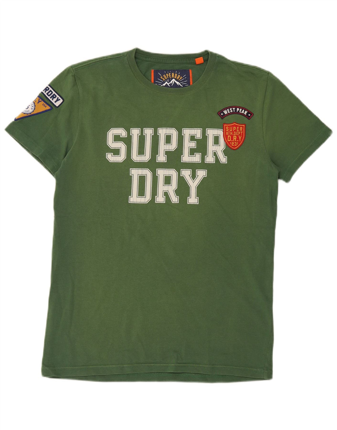 SUPERDRY Herren-T-Shirt mit Grafik, Größe S, grüne Baumwolle