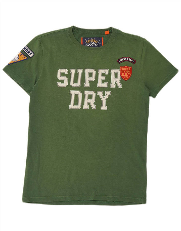 SUPERDRY Herren-T-Shirt mit Grafik, Größe S, grüne Baumwolle