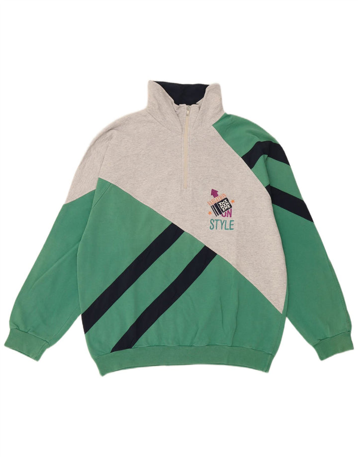 Campagnolo Herren-Sweatshirt mit Reißverschluss am Hals, Mittelgrün, Farbblock