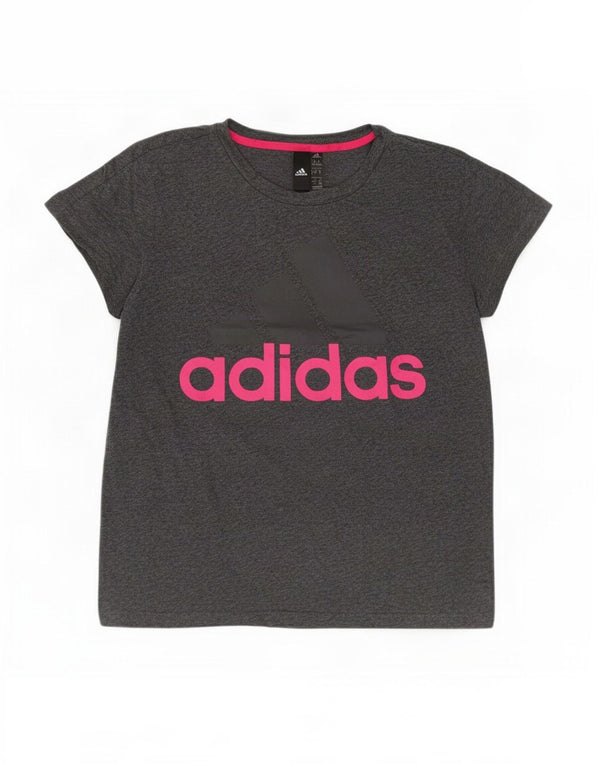 Adidas Damen Graphic T-Shirt Top UK 16/18 Large Grau Baumwolle