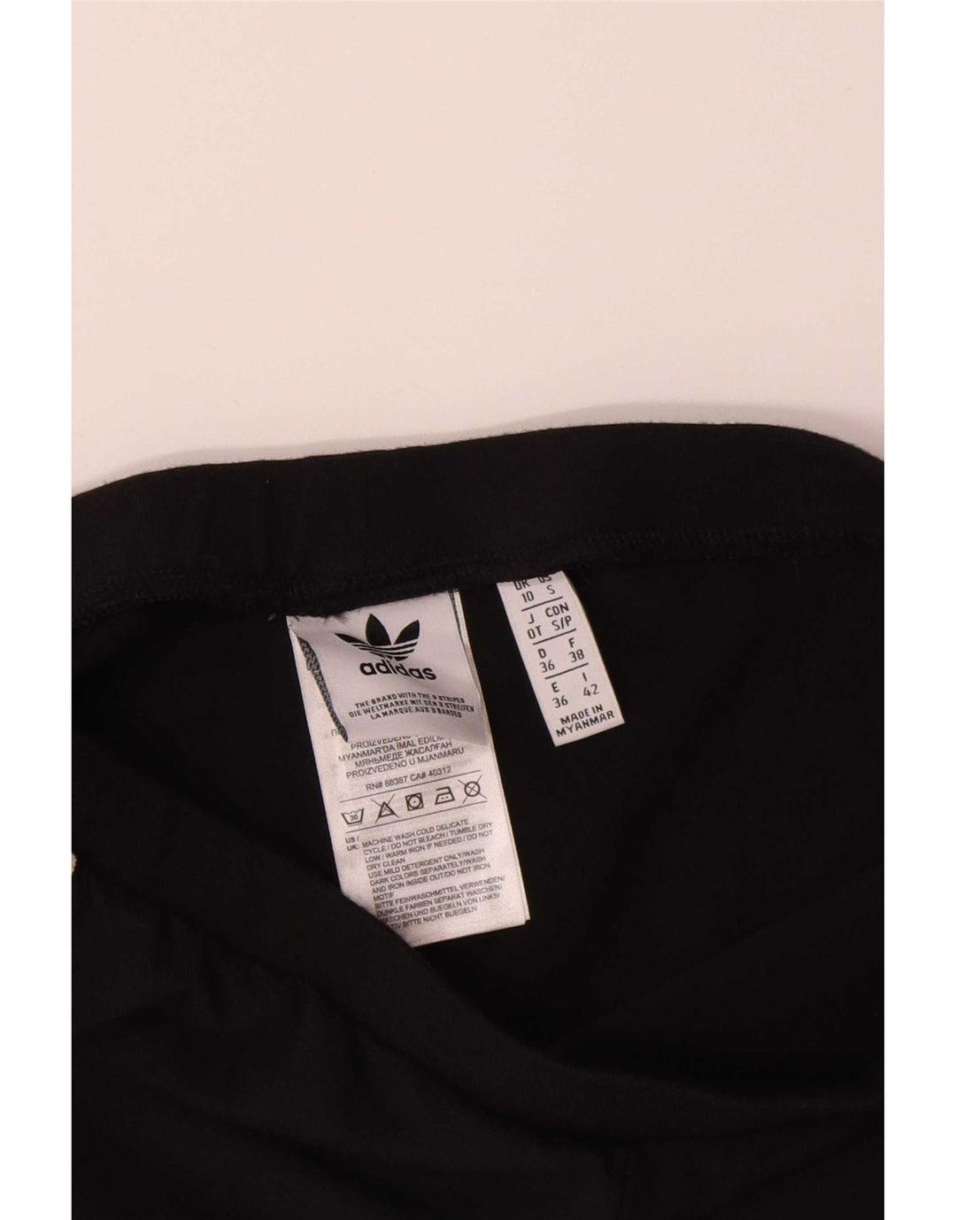 Adidas Damen Leggings UK 10 Small Schwarz Baumwolle