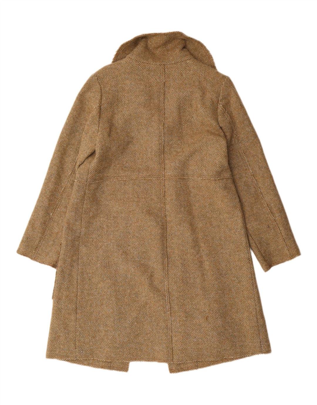 VINTAGE Womens Overcoat UK 14 Medium Beige Herringbone