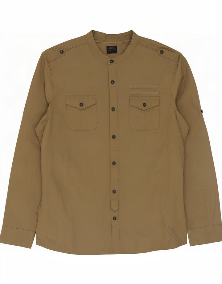 Vintage Herren Militärhemd Große Beige Baumwolle
