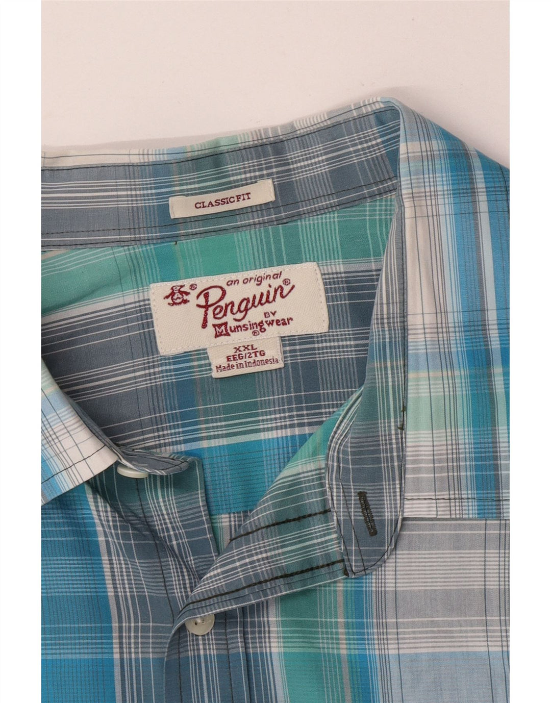 Penguin Herren-Hemd mit klassischer Passform, 2XL, blau kariert
