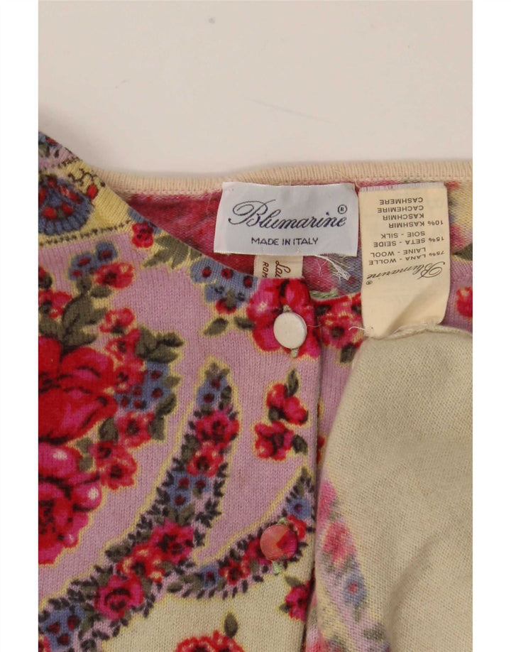 Blumarine Damen-Cardigan-Pullover IT 46 Große mehrfarbige Blumenwolle