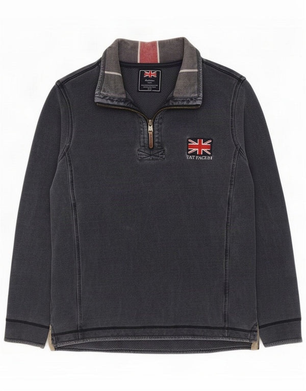 Fat Face Herren-Sweatshirt mit Reißverschluss am Hals, große blaue Baumwolle