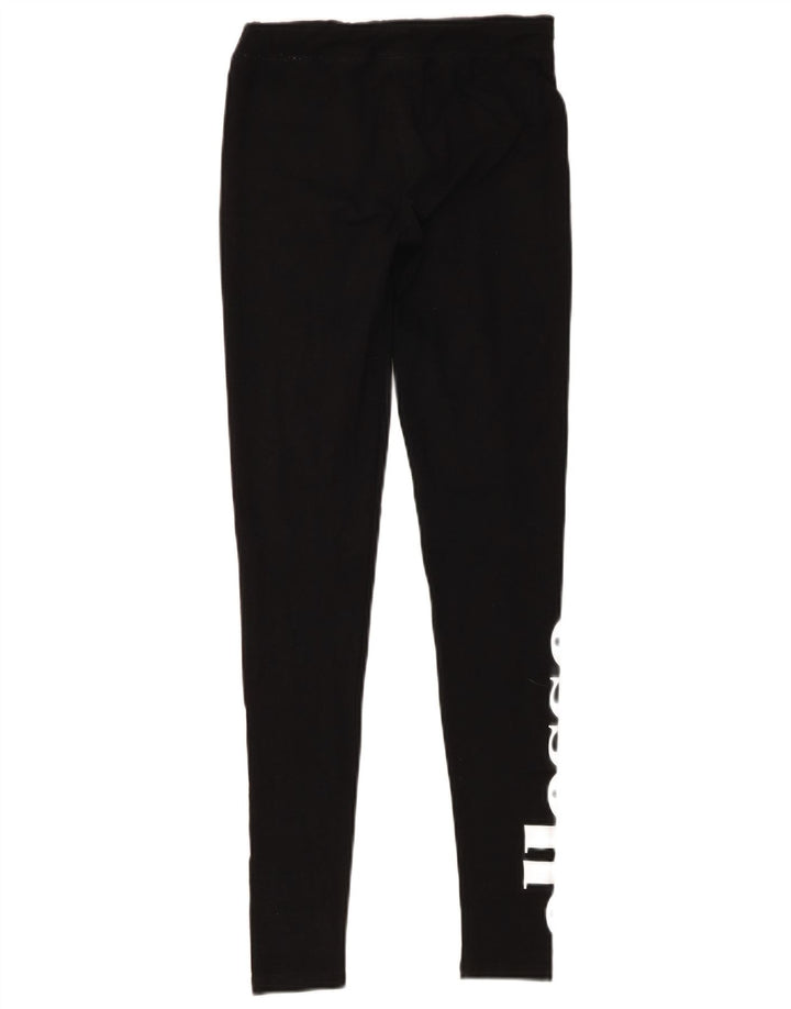 Ellesse Womens Graphic Leggings UK 8 Small Schwarze Baumwolle