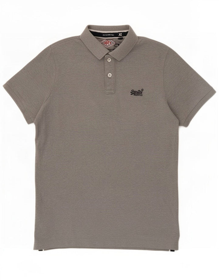 Superdry Herren-Poloshirt XL aus grauer Baumwolle