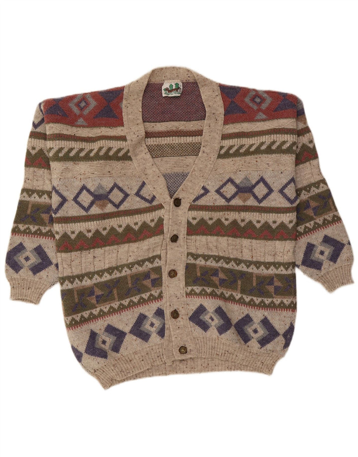 Vintage Herren Cardigan Pullover große bunte geometrische Wolle
