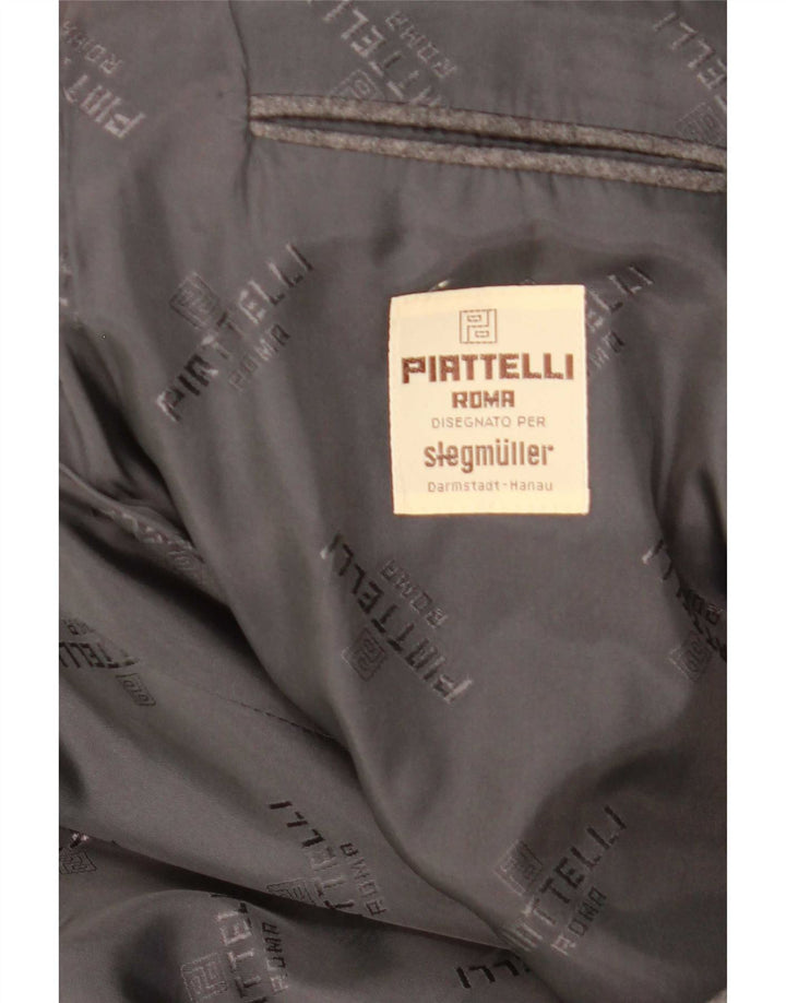 Piattelli Herren-Blazer mit 2 Knöpfen, UK 38, mittelgraue Schurwolle