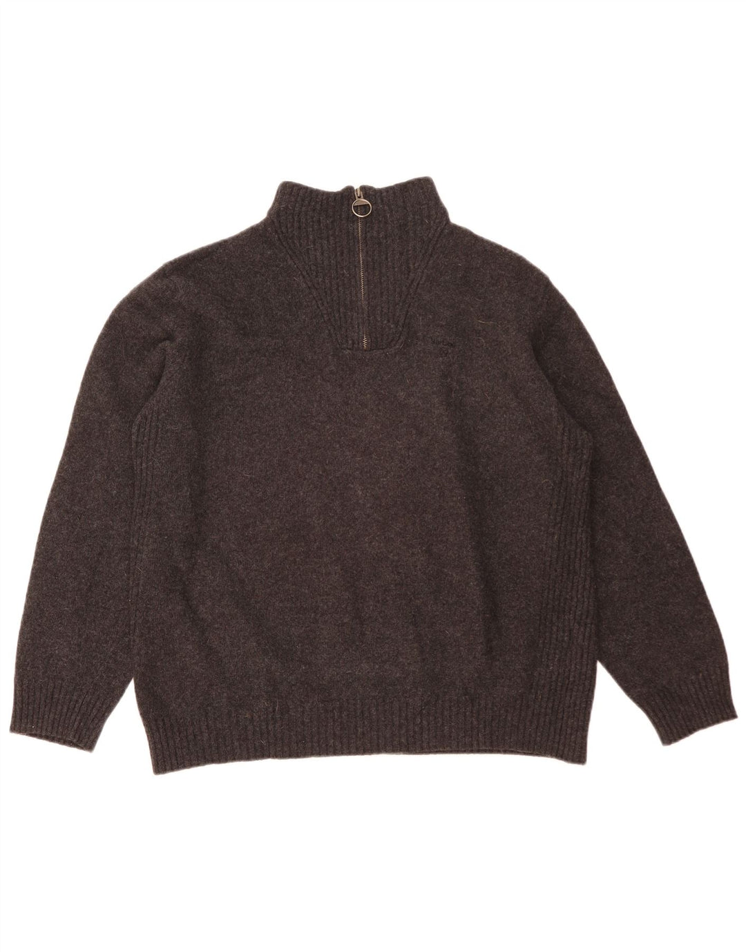 Barbour Damen-Pullover mit Reißverschluss am Hals, UK 20 2XL, graue Wolle