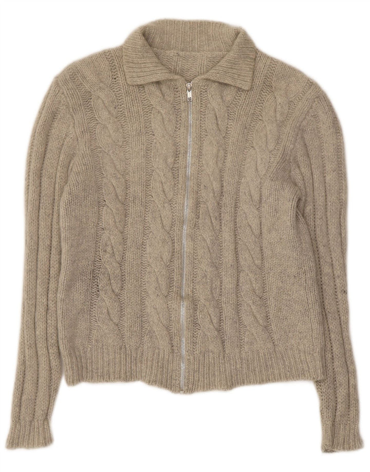 Vintage Damen Cardigan Pullover UK 10 Klein Grau