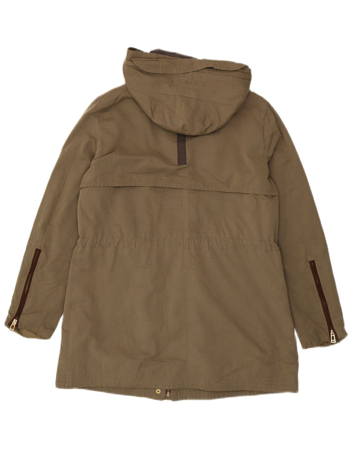 Zara Damen-Parka mit Kapuze, UK 16, Größe L, Khaki, Polyester