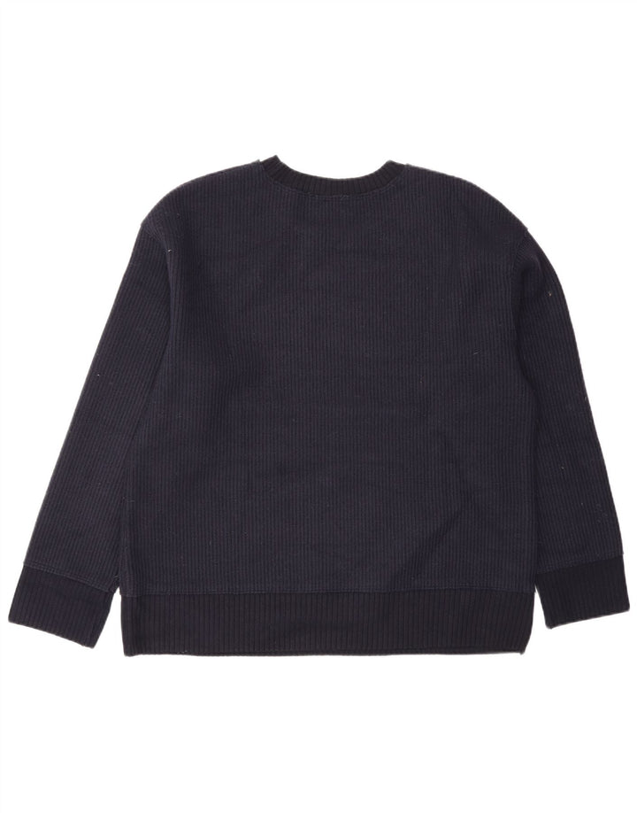Zara Herren-Pullover mit Rundhalsausschnitt, Größe S, marineblaue Viskose