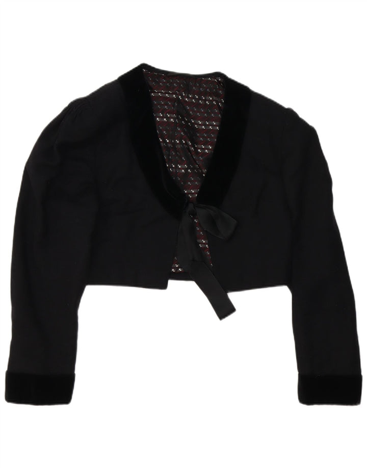 Vintage Damen Crop Bolero Jacke UK 14 Medium Schwarz