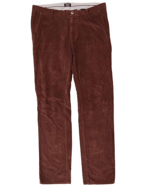 Hugo Boss Herren gerade Cordhose IT 52 XL W36 L34 braune Baumwolle