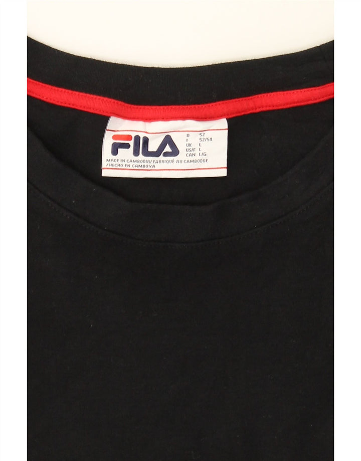 FILA Mens Sweatshirt Jumper Large Black Colourblock Cotton Vintage Fila and Second-Hand Fila from Messina Hembry 