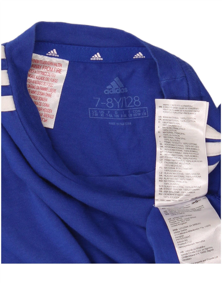 Adidas Jungen T-Shirt Top 7-8 Jahre Blaue Baumwolle