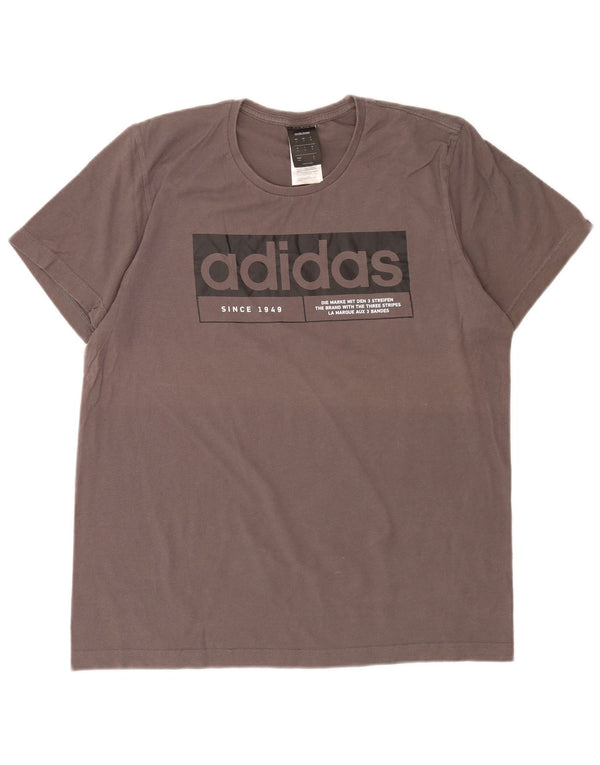 Adidas Mens Graphic T-Shirt Top Medium Grey Cotton