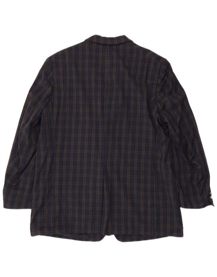 Burberrys Herren-Blazer mit 2 Knöpfen, UK 46 3XL, marineblau karierte Schurwolle