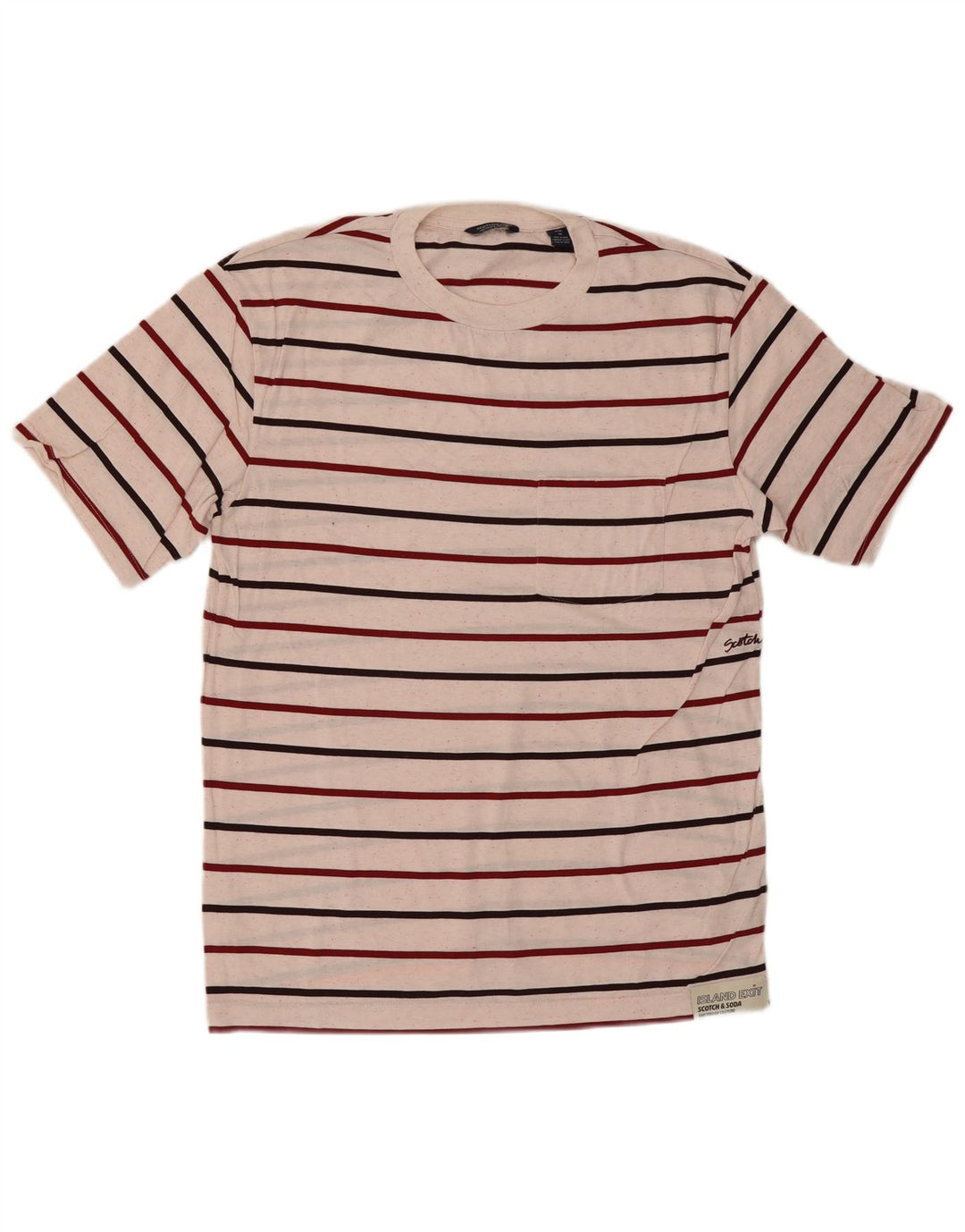 Scotch & Soda Herren T-Shirt-Oberteil aus mittelweißer, gestreifter Baumwolle