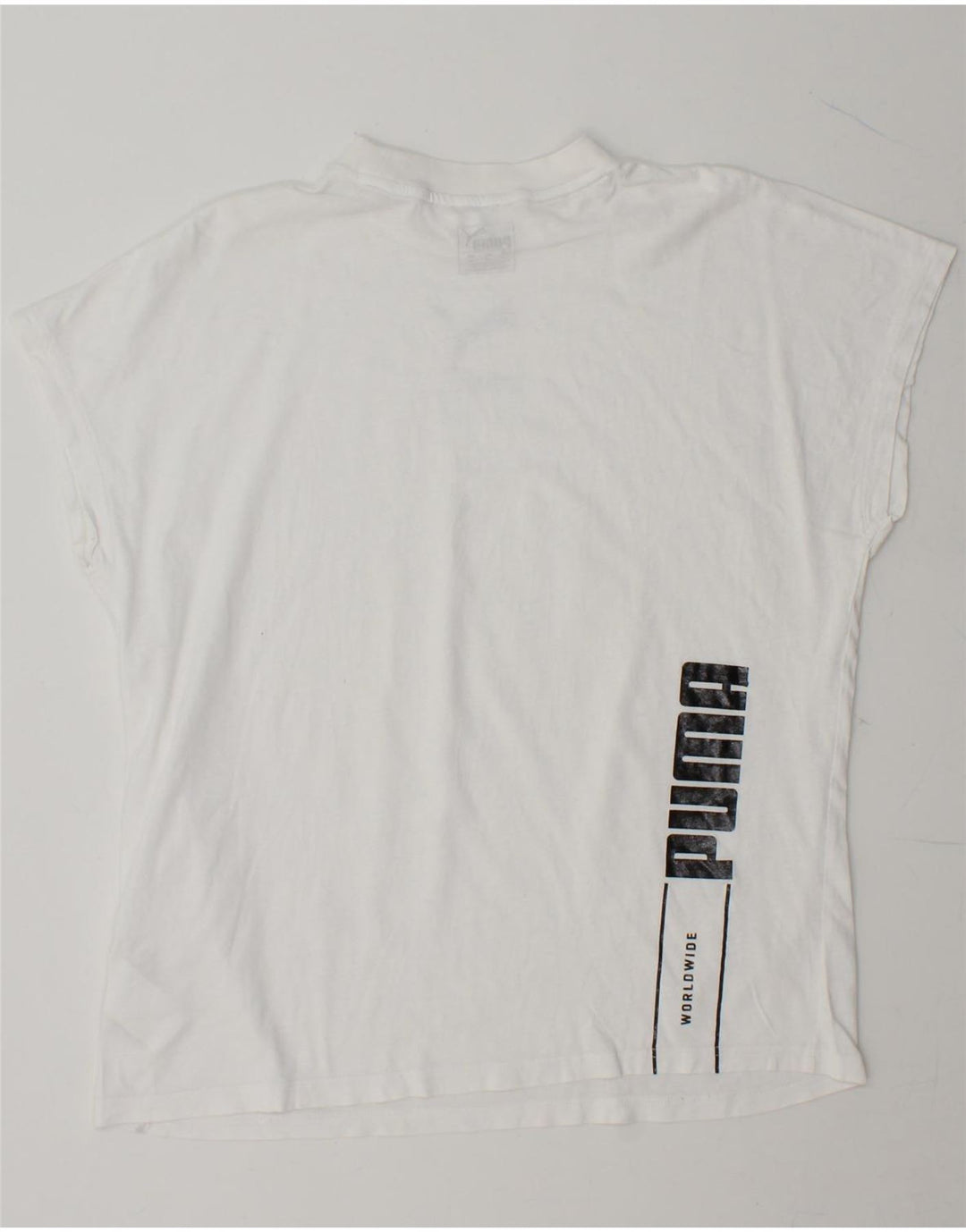 PUMA Womens Graphic T-Shirt Top UK 14 Medium White Cotton Vintage Puma and Second-Hand Puma from Messina Hembry 